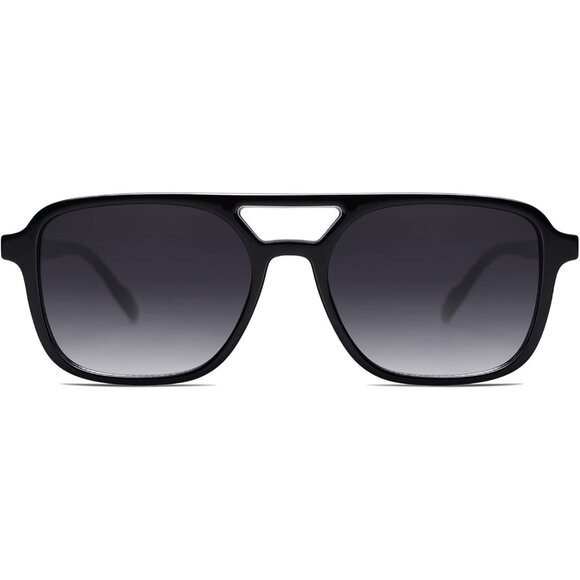 Sojos Women Mens Black Trendy Rectangle Retro Aviator Shades Sunglasses - Picture 2 of 7